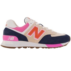 New Balance 574 sneakers pink orange and navy